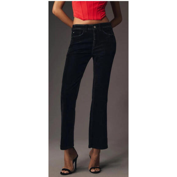 Anthropologie Pants - Anthropologie Pilcro The Yaya 26 Velvet Crop Flare Jeans Black Stretch $158